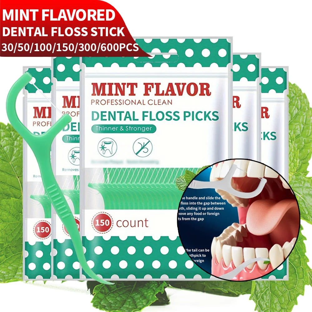 Smooth Mint Floss Stick - Cleaning interdental care for oral health, suitable for daily cleaning of food residue between teeth
